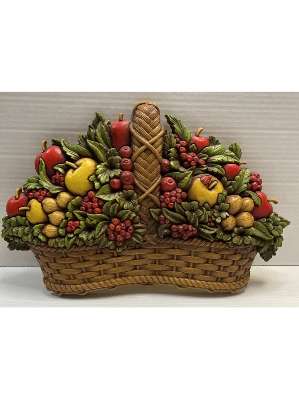Homco Syroco Apples Berries Fruit Basket 1978 Wall Decor MCM Vintage USA - EUC